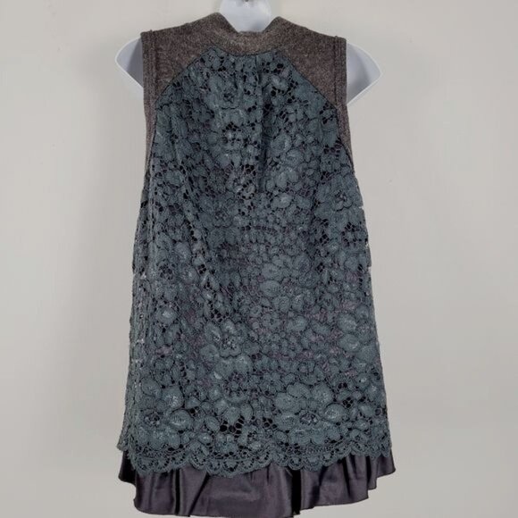 Anthro Moth Women's Ella Mock Neck Lace Back Tank Size Small - Picture 3 of 7
